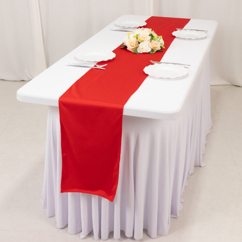Scuba Polyester 12"x108" Table Runner Red - Wrinkle - Free Table Linen - Bell Racket Store
