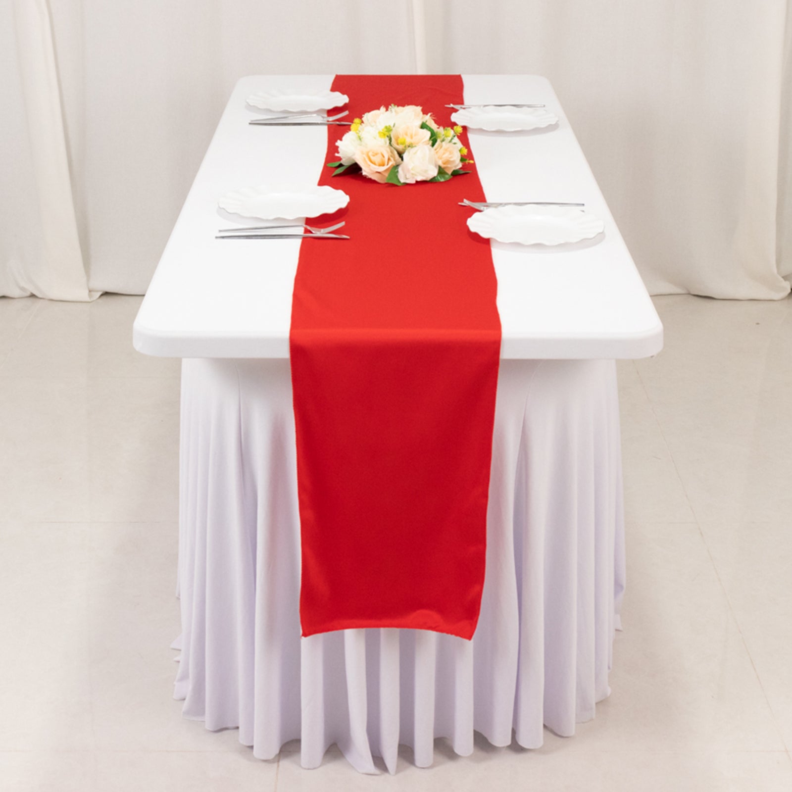 Scuba Polyester 12"x108" Table Runner Red - Wrinkle - Free Table Linen - Bell Racket Store