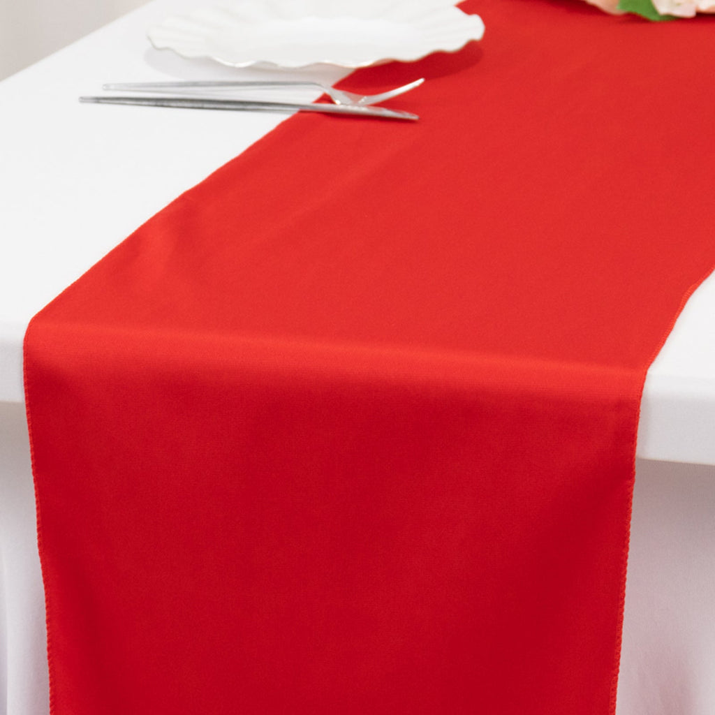 Scuba Polyester 12"x108" Table Runner Red - Wrinkle - Free Table Linen - Bell Racket Store