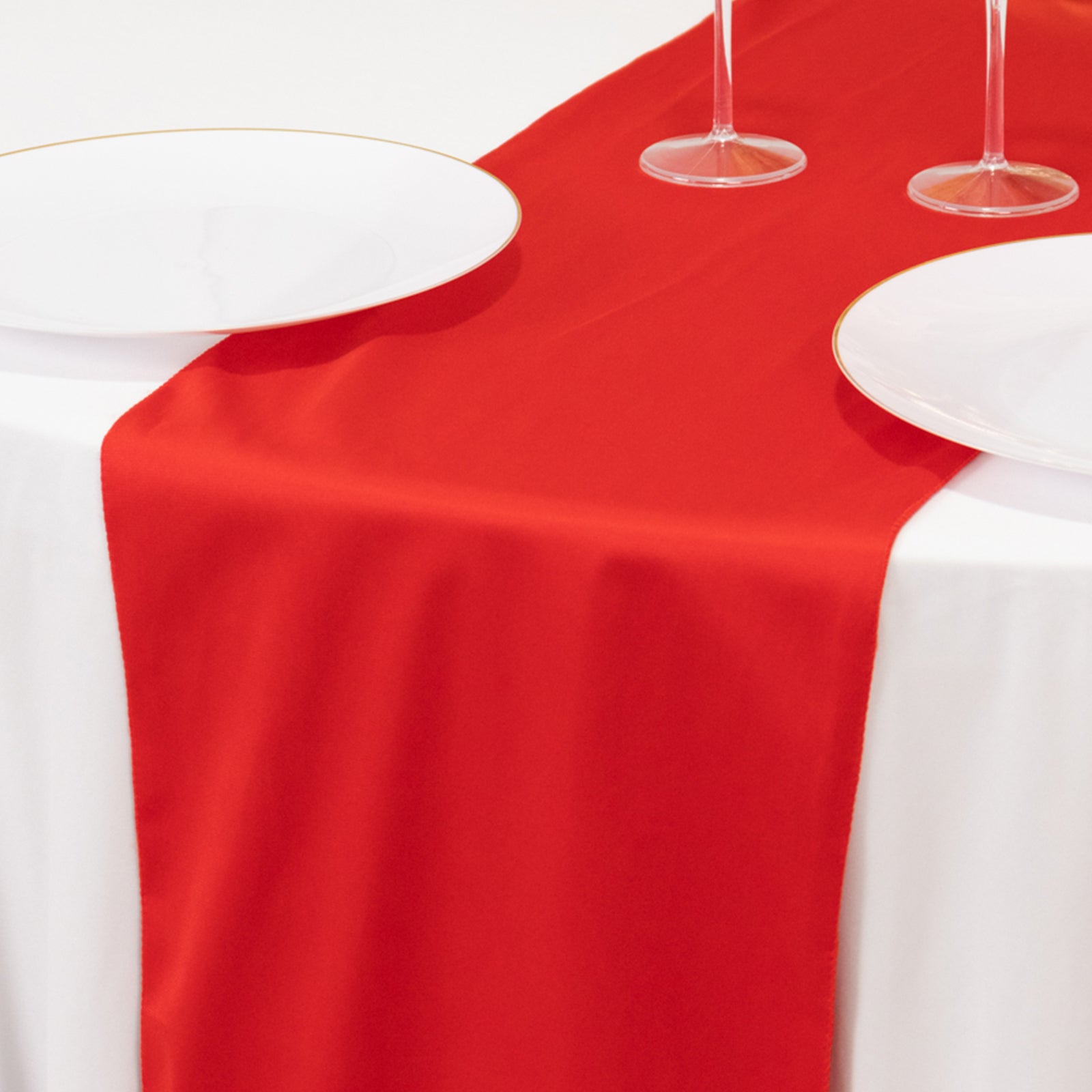 Scuba Polyester 12"x108" Table Runner Red - Wrinkle - Free Table Linen - Bell Racket Store