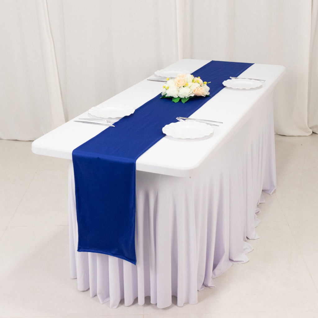 Scuba Polyester 12"x108" Table Runner Royal Blue - Wrinkle - Free Table Linen - Bell Racket Store