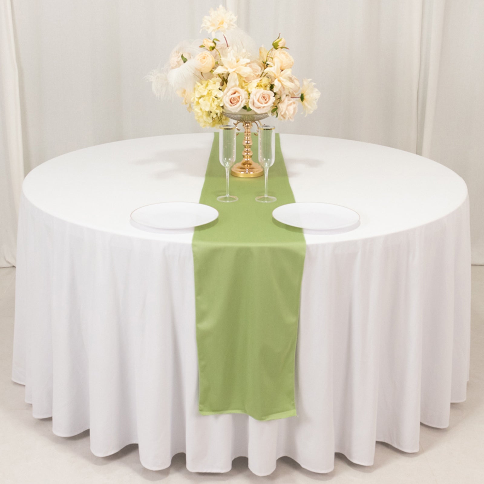 Scuba Polyester 12"x108" Table Runner Sage Green - Wrinkle - Free Table Linen - Bell Racket Store