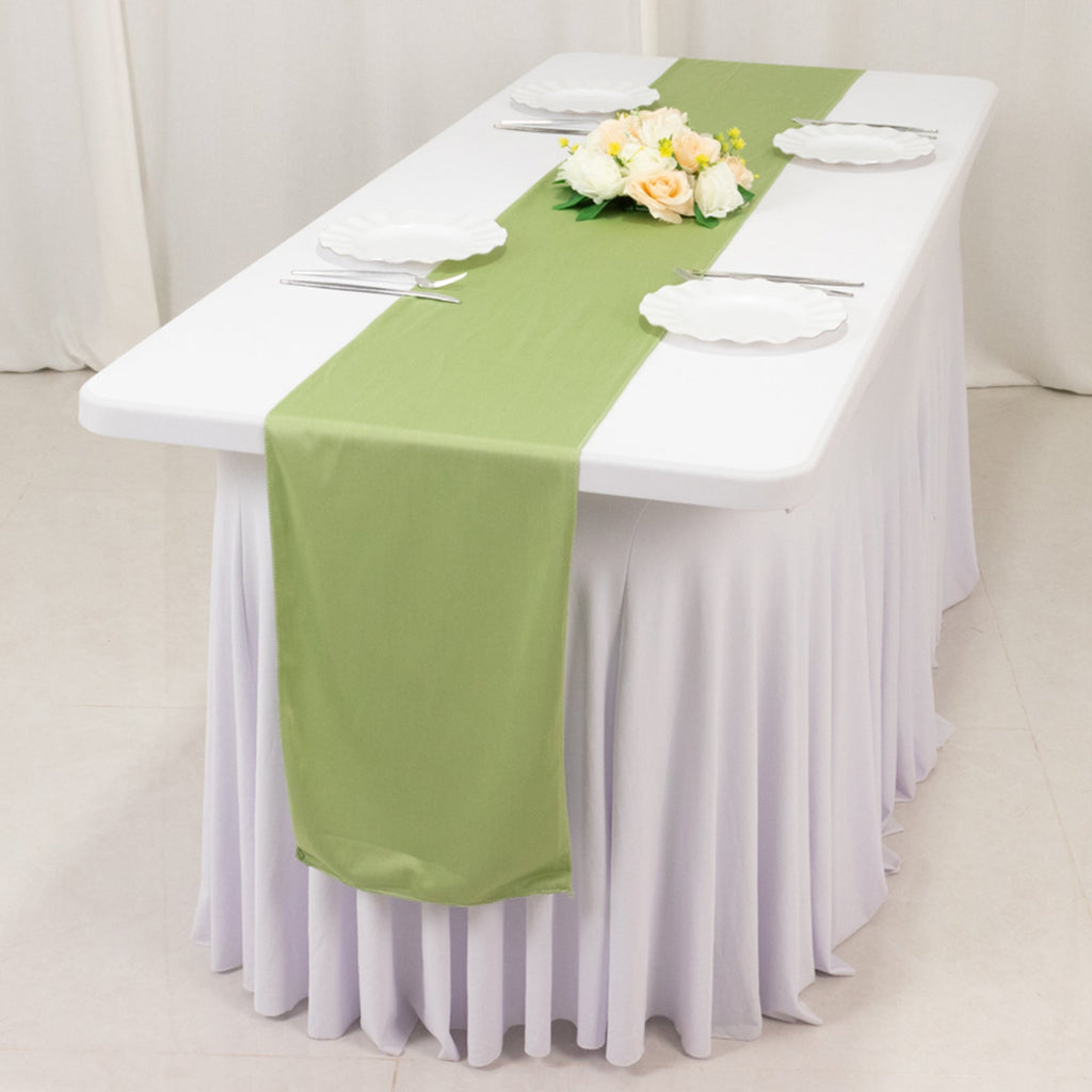 Scuba Polyester 12"x108" Table Runner Sage Green - Wrinkle - Free Table Linen - Bell Racket Store