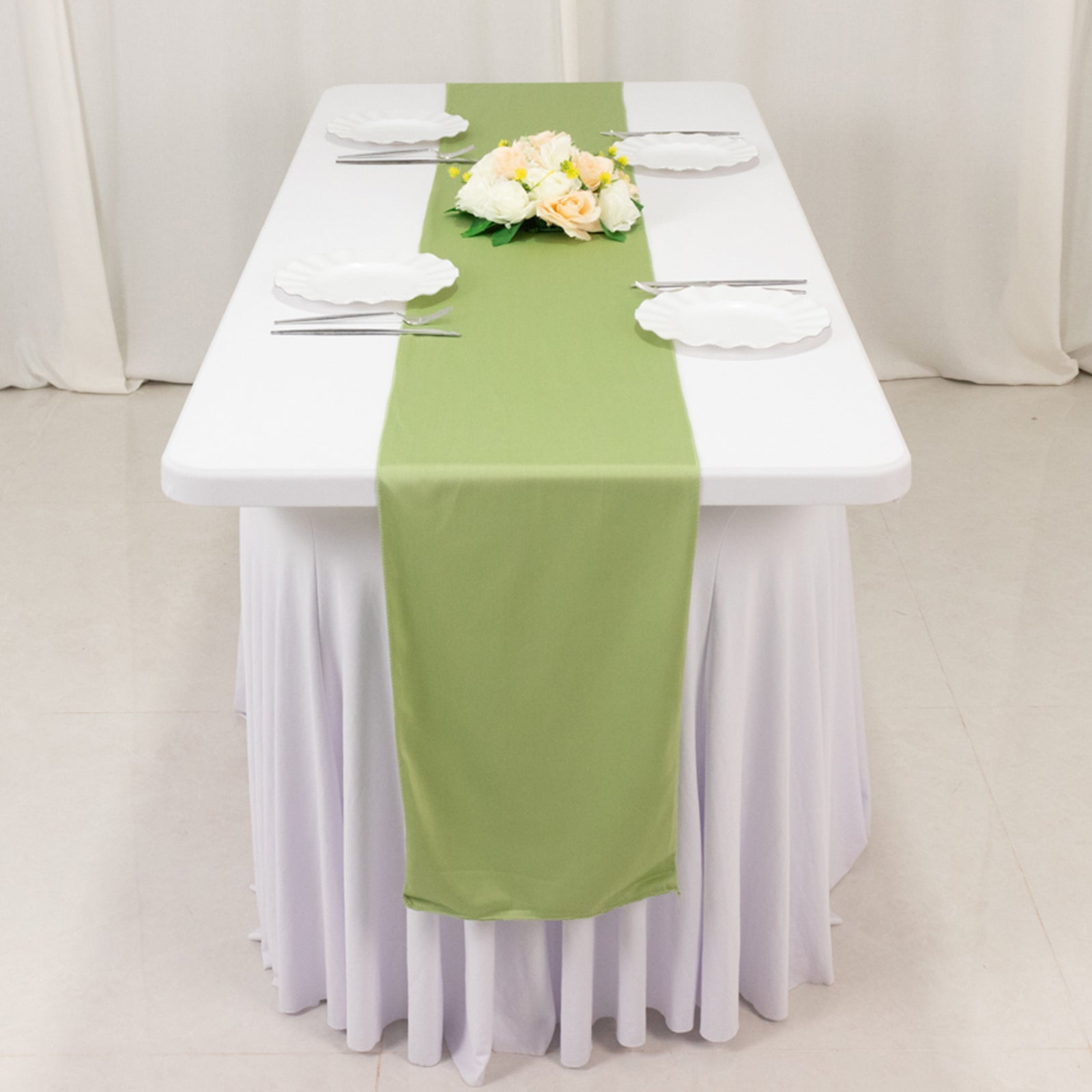 Scuba Polyester 12"x108" Table Runner Sage Green - Wrinkle - Free Table Linen - Bell Racket Store