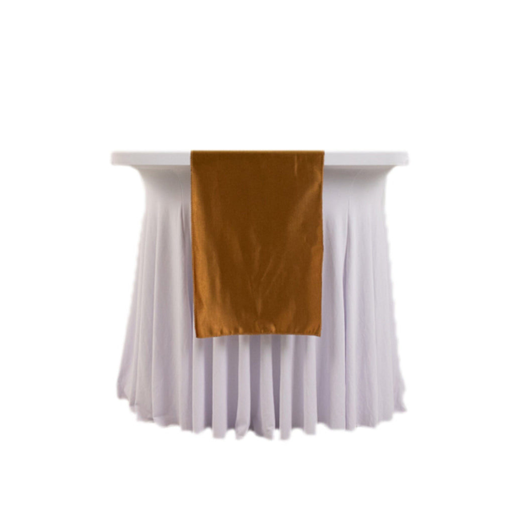 Scuba Polyester 12"x108" Table Runner Shimmer Gold - Wrinkle - Free Table Linen for Events and Banquets - Bell Racket Store