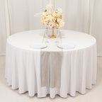 Scuba Polyester 12"x108" Table Runner Shimmer Silver - Wrinkle - Free Table Linen - Bell Racket Store