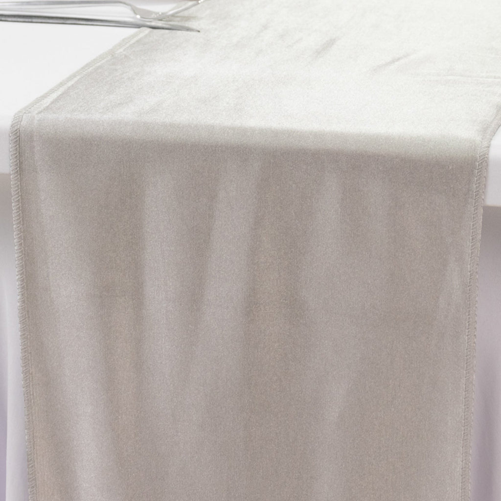 Scuba Polyester 12"x108" Table Runner Shimmer Silver - Wrinkle - Free Table Linen - Bell Racket Store