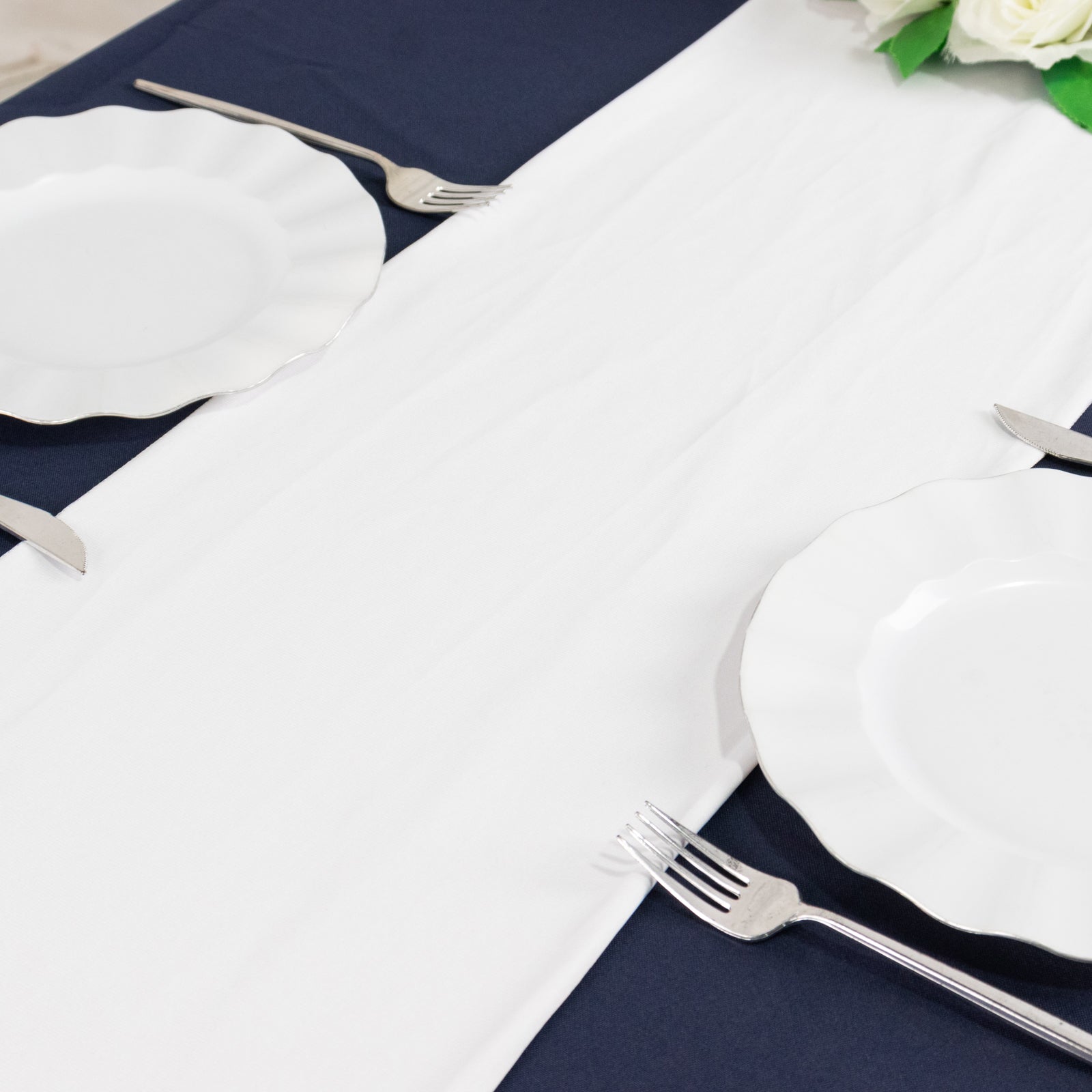 Scuba Polyester 12"x108" Table Runner White - Wrinkle - Free Table Linen for Events & Weddings - Bell Racket Store