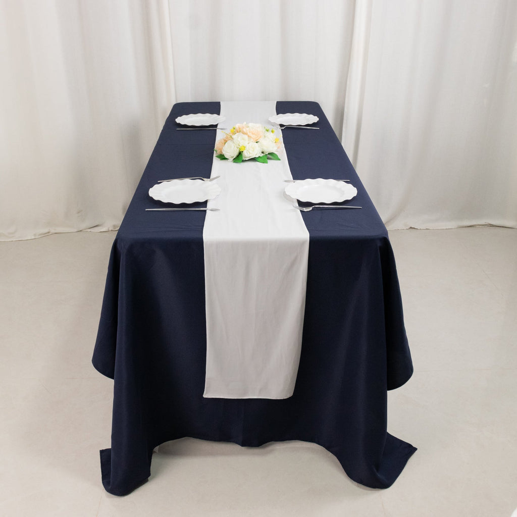Scuba Polyester 12"x108" Table Runner White - Wrinkle - Free Table Linen for Events & Weddings - Bell Racket Store