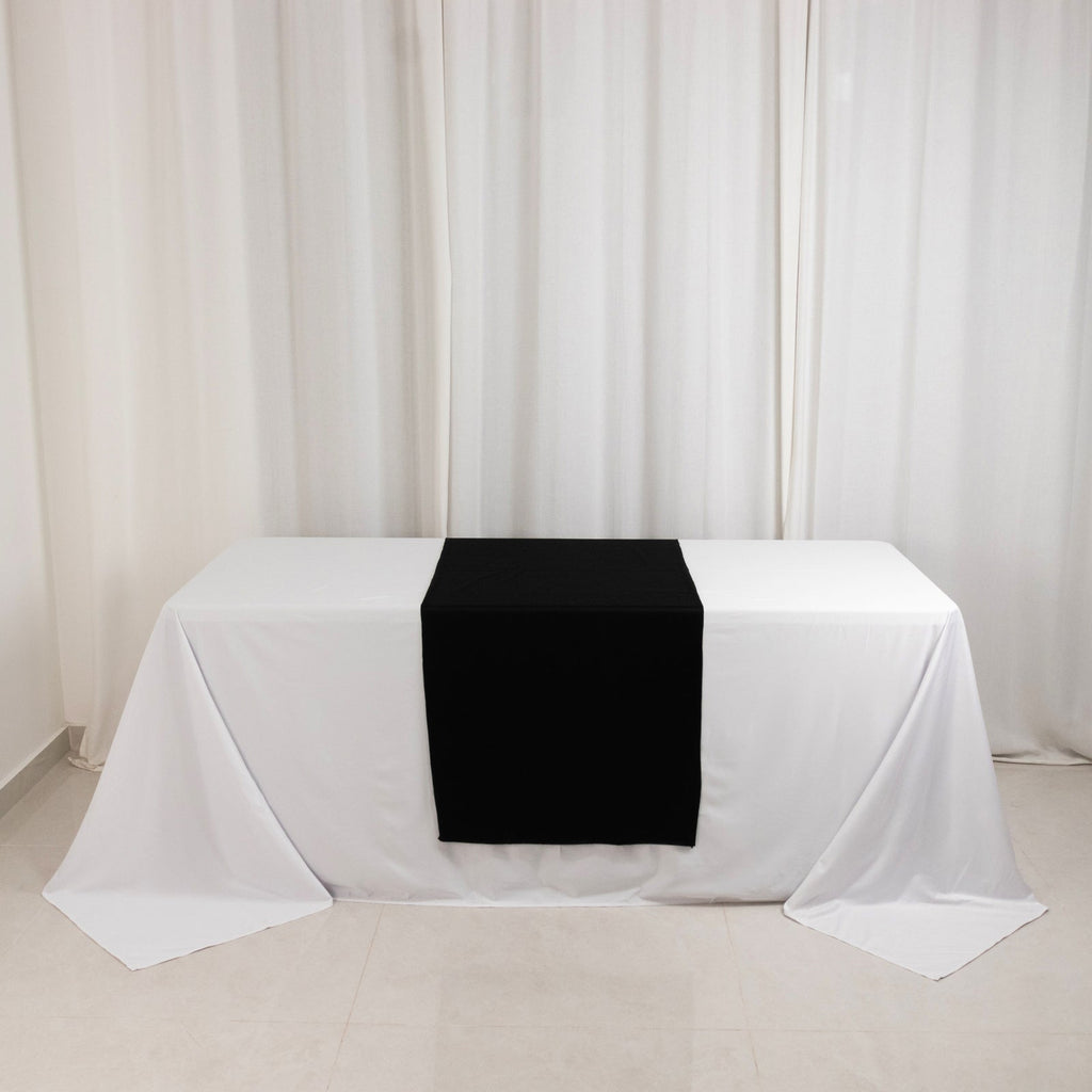 Scuba Polyester 24"x72" Wide Table Runner Black - Wrinkle - Free Table Linen - Bell Racket Store