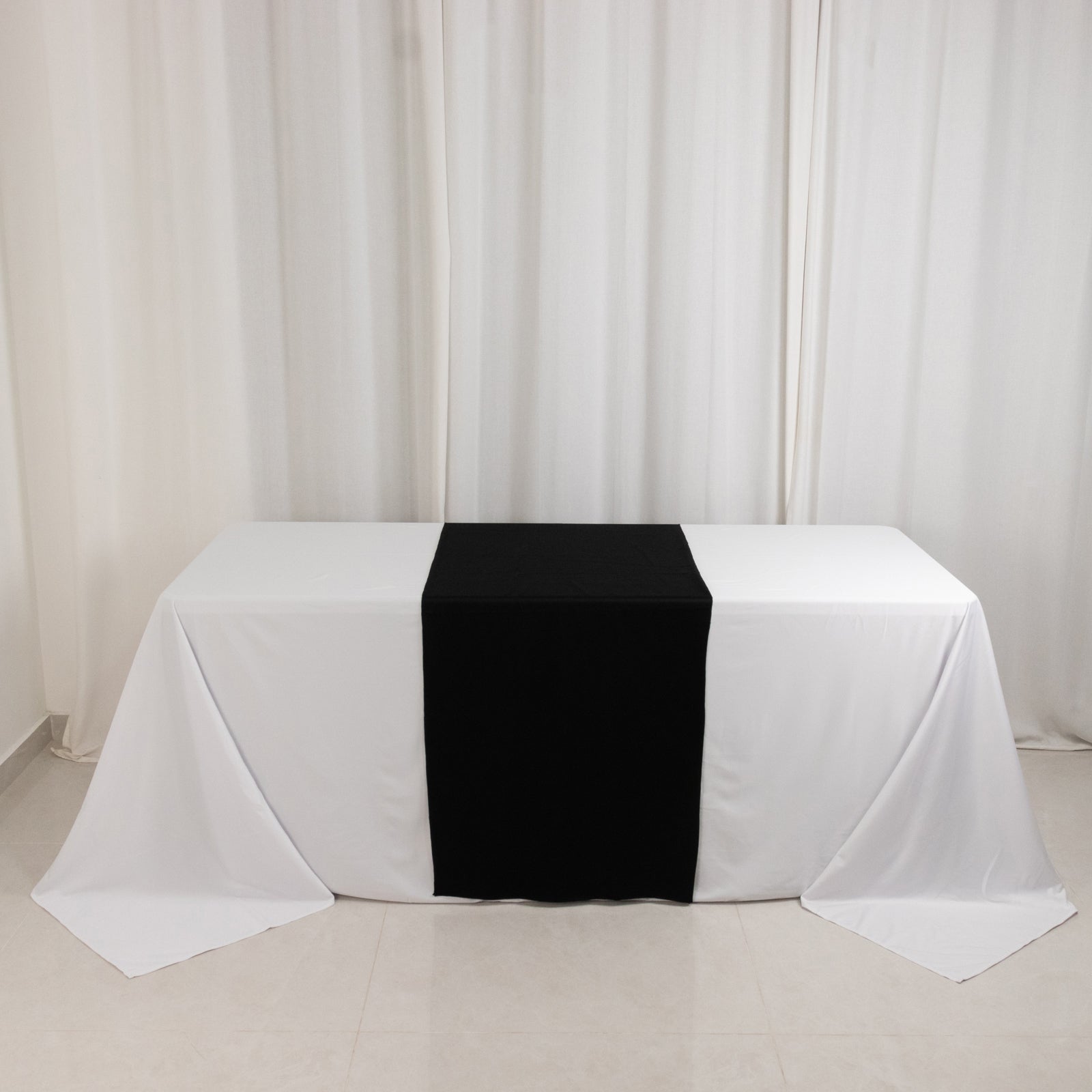 Scuba Polyester 24"x72" Wide Table Runner Black - Wrinkle - Free Table Linen - Bell Racket Store