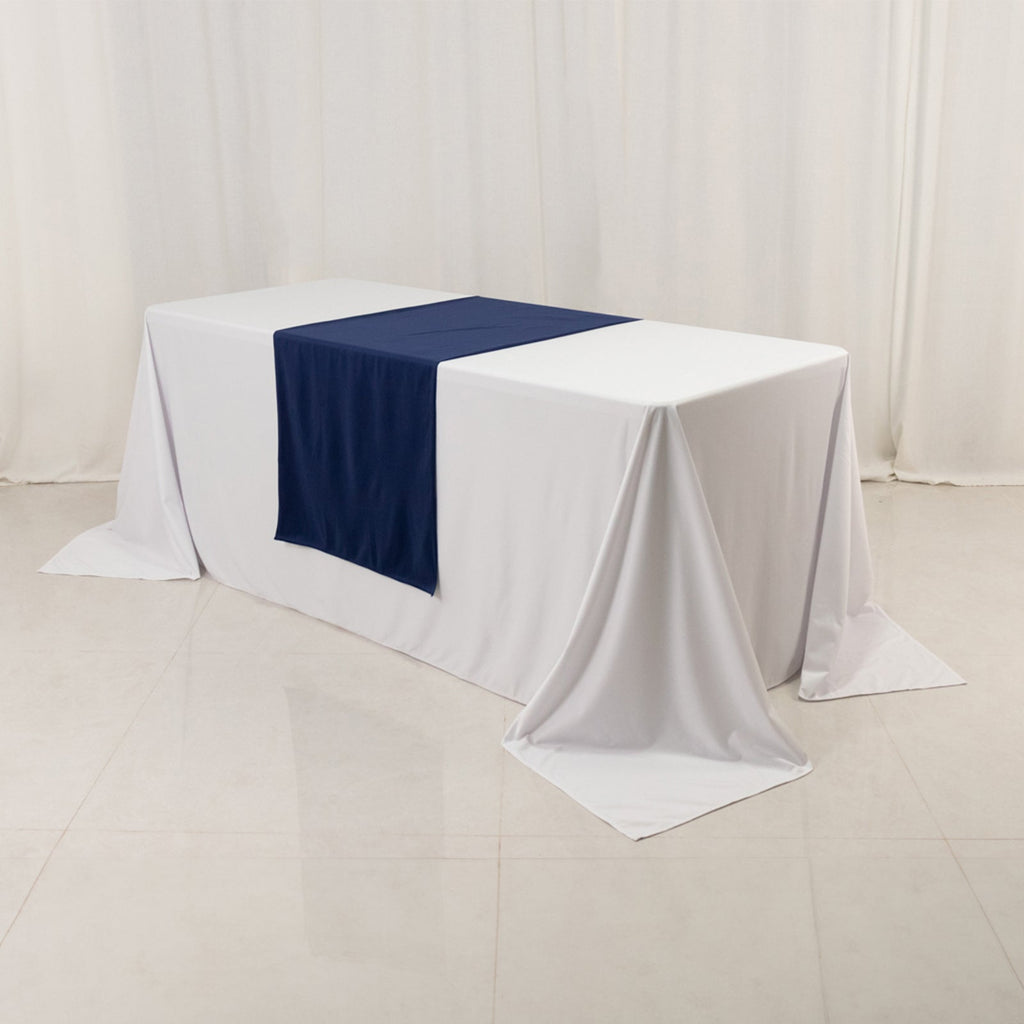 Scuba Polyester 24"x72" Wide Table Runner Navy Blue - Wrinkle - Free Table Linen - Bell Racket Store