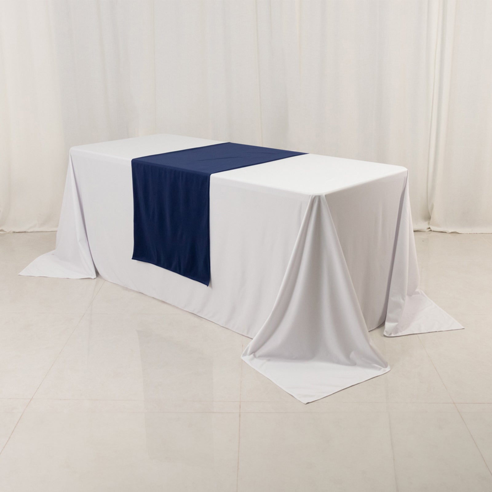 Scuba Polyester 24"x72" Wide Table Runner Navy Blue - Wrinkle - Free Table Linen - Bell Racket Store