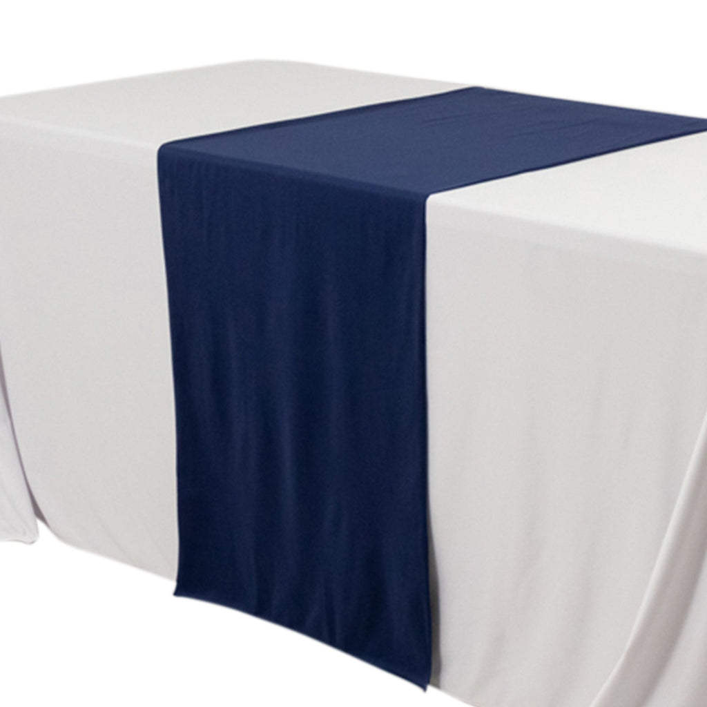Scuba Polyester 24"x72" Wide Table Runner Navy Blue - Wrinkle - Free Table Linen - Bell Racket Store