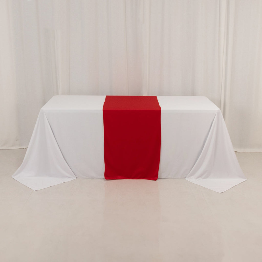 Scuba Polyester 24"x72" Wide Table Runner Red - Wrinkle - Free Table Linen - Bell Racket Store