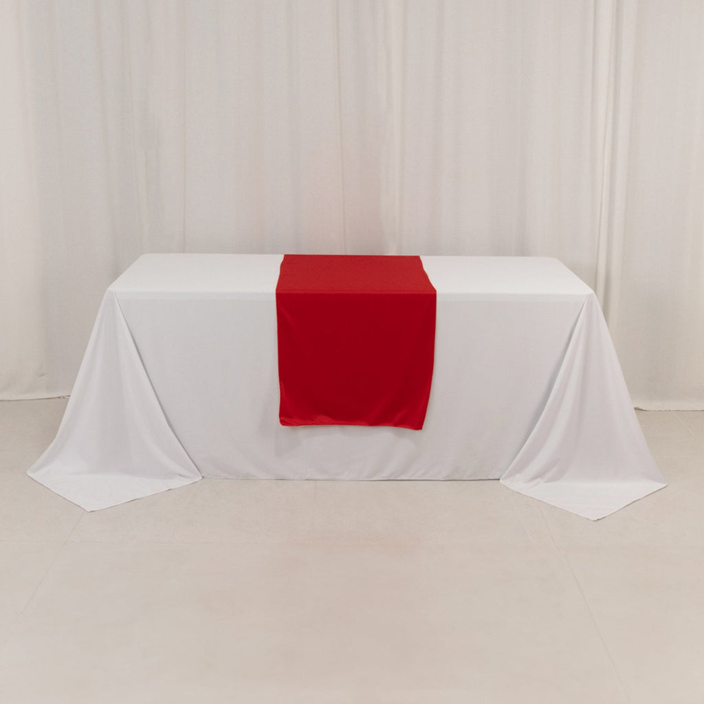 Scuba Polyester 24"x72" Wide Table Runner Red - Wrinkle - Free Table Linen - Bell Racket Store