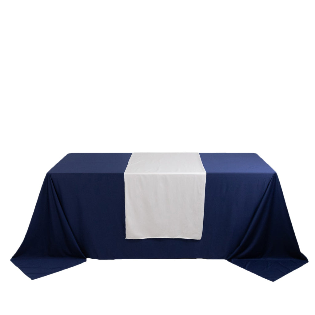 Scuba Polyester 24"x72" Wide Table Runner White - Wrinkle - Free Trade Show & Event Table Linen - Bell Racket Store