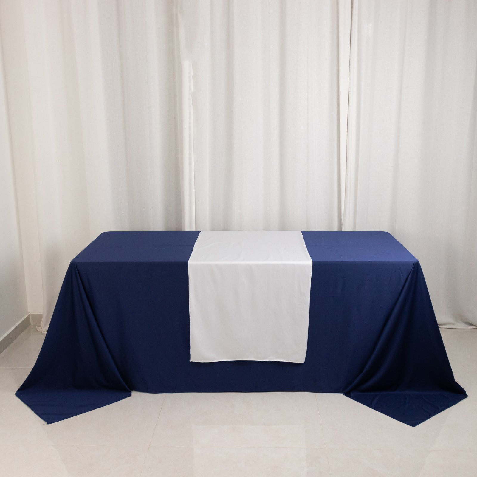 Scuba Polyester 24"x72" Wide Table Runner White - Wrinkle - Free Trade Show & Event Table Linen - Bell Racket Store