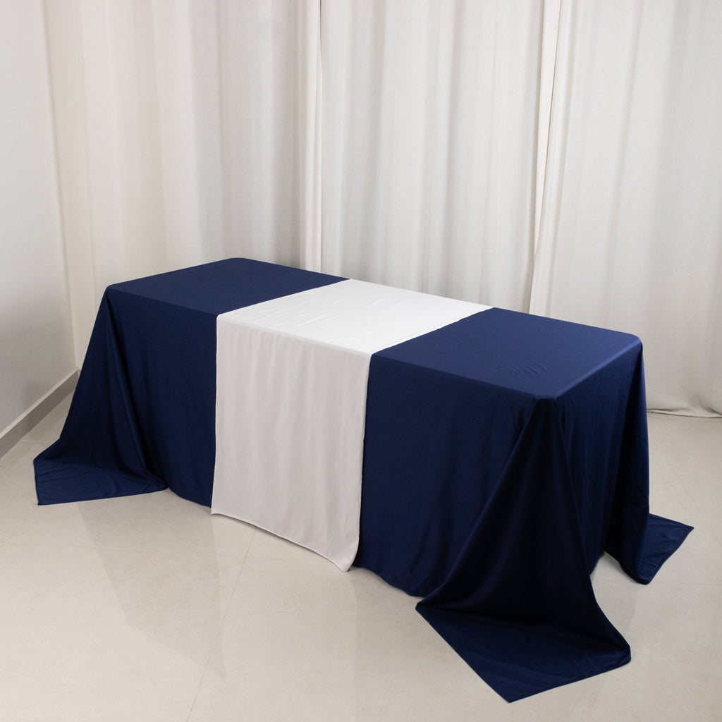 Scuba Polyester 24"x72" Wide Table Runner White - Wrinkle - Free Trade Show & Event Table Linen - Bell Racket Store