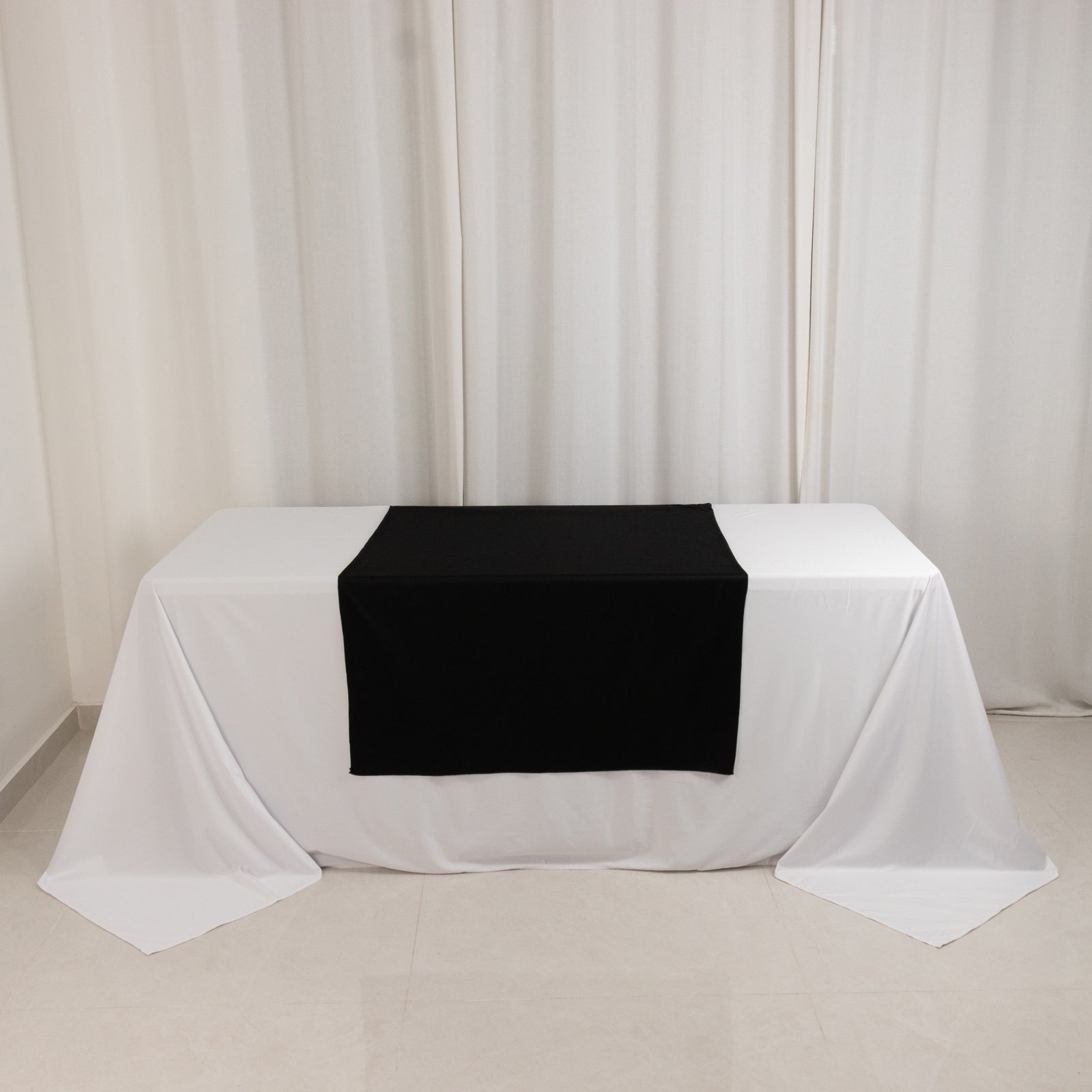 Scuba Polyester 36"x72" Wide Table Runner Black - Wrinkle - Free Trade Show Table Linen - Bell Racket Store