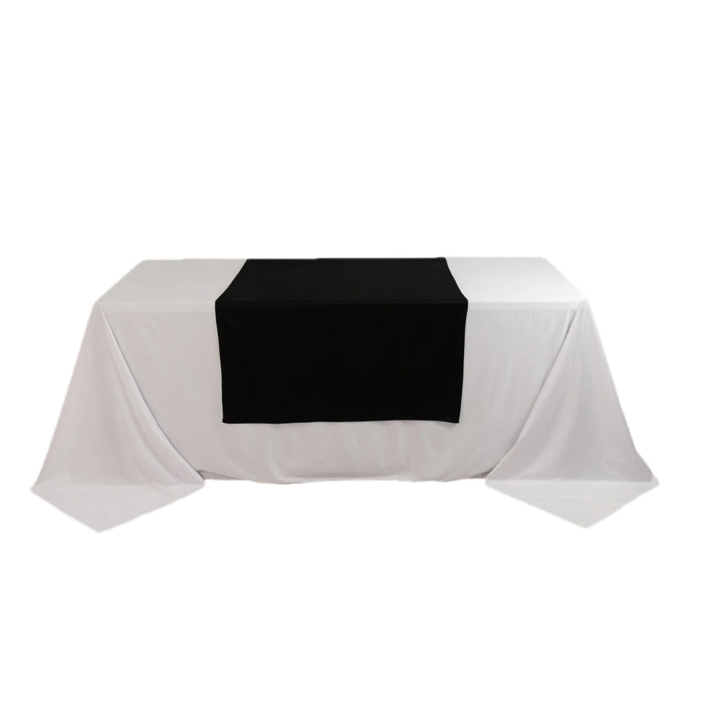 Scuba Polyester 36"x72" Wide Table Runner Black - Wrinkle - Free Trade Show Table Linen - Bell Racket Store