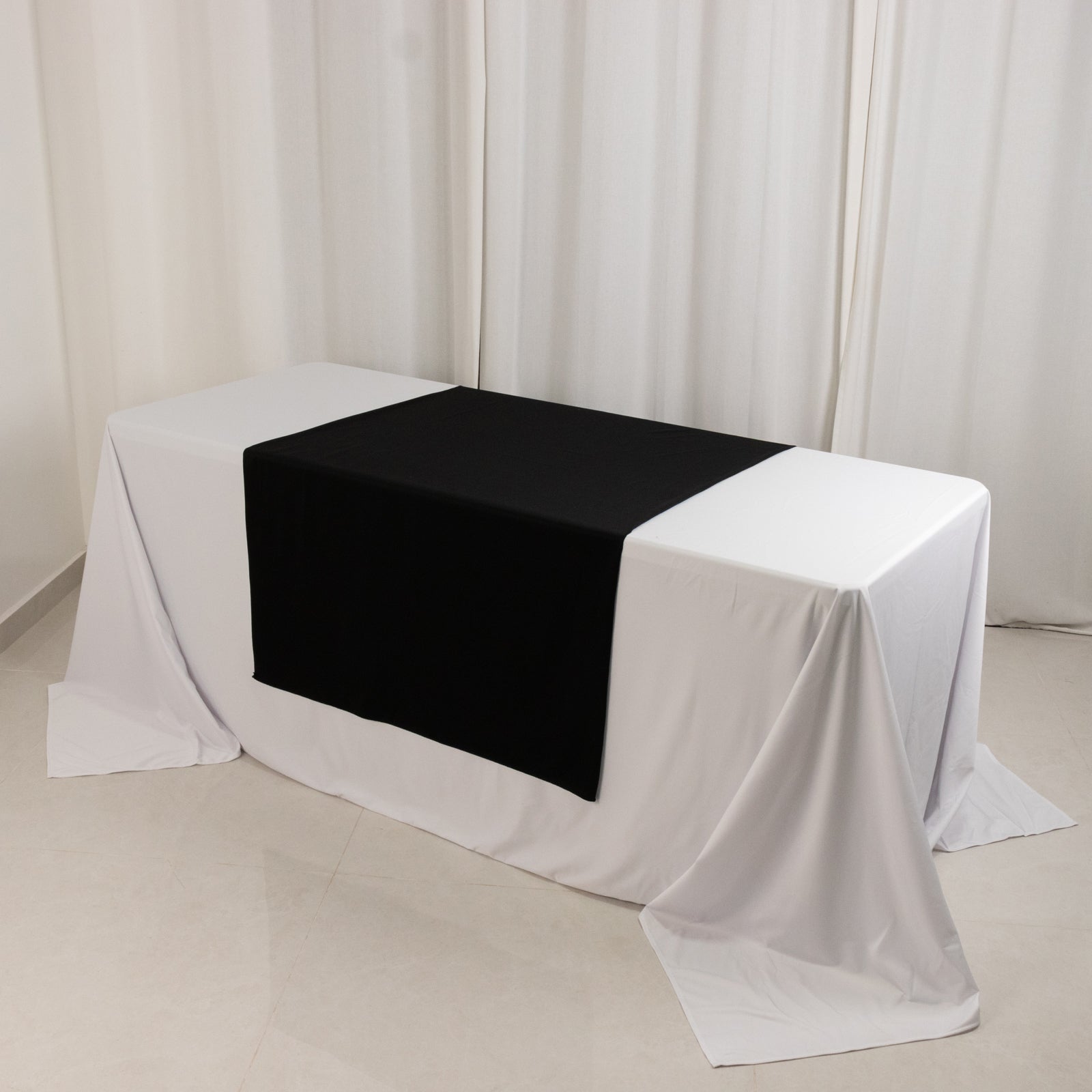 Scuba Polyester 36"x72" Wide Table Runner Black - Wrinkle - Free Trade Show Table Linen - Bell Racket Store