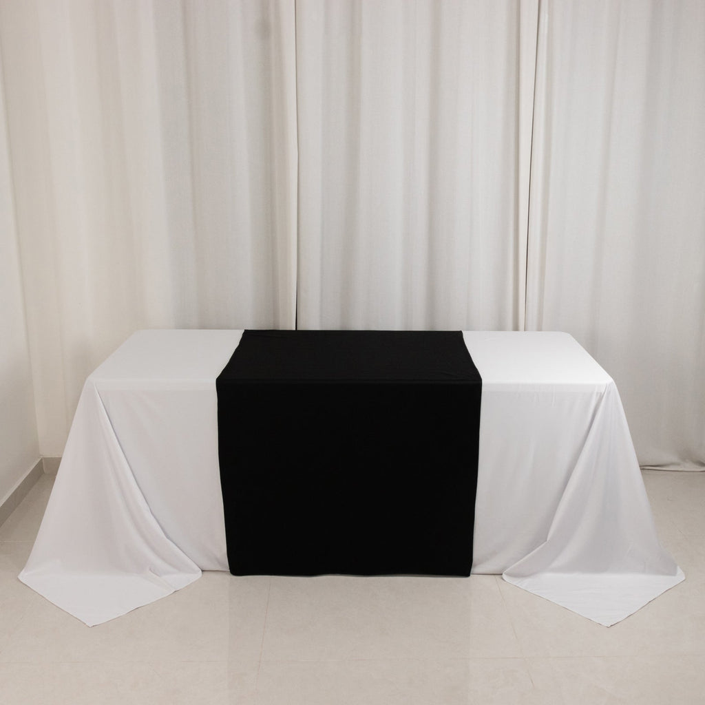 Scuba Polyester 36"x72" Wide Table Runner Black - Wrinkle - Free Trade Show Table Linen - Bell Racket Store