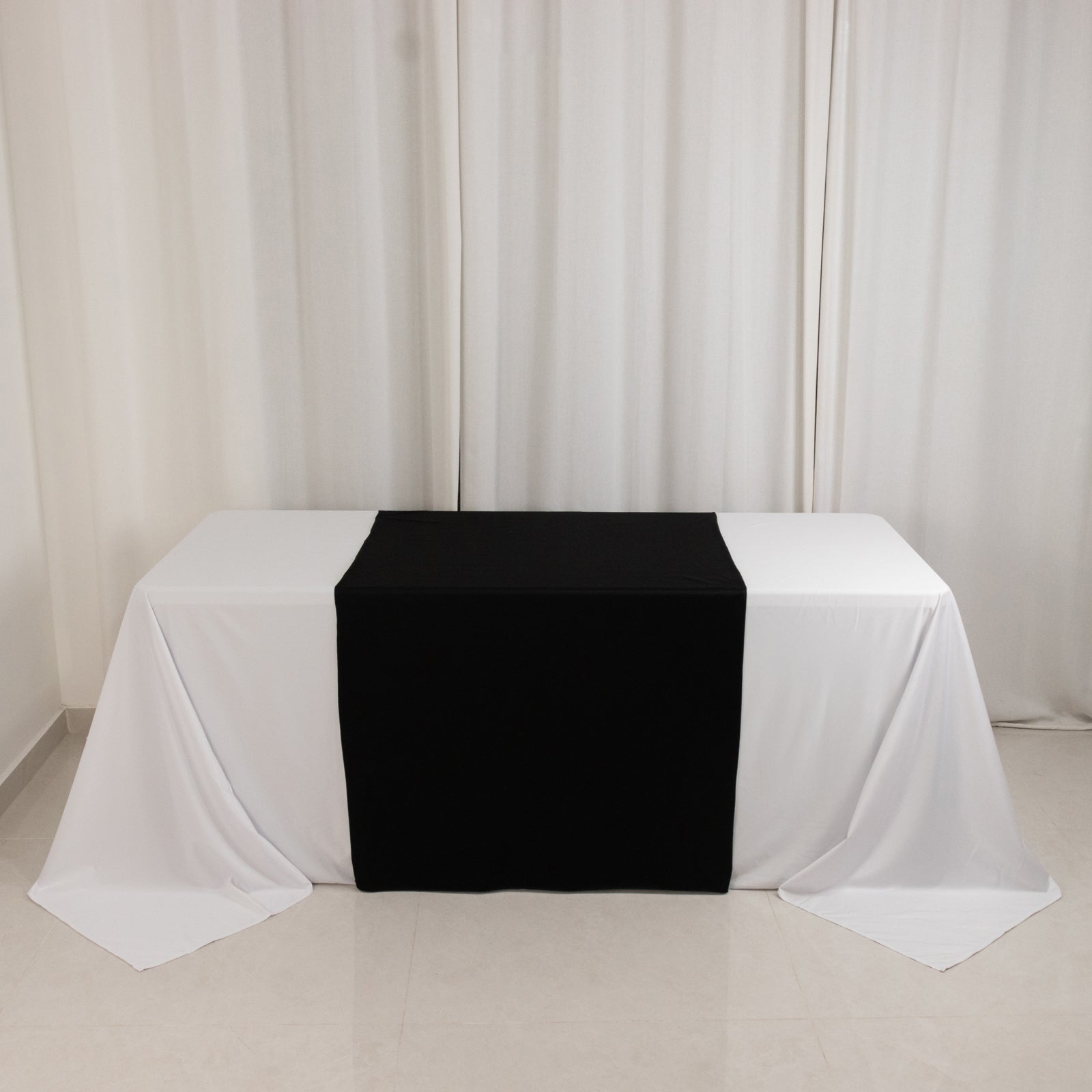 Scuba Polyester 36"x72" Wide Table Runner Black - Wrinkle - Free Trade Show Table Linen - Bell Racket Store