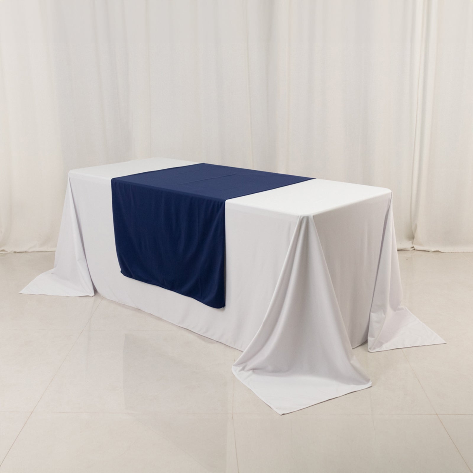 Scuba Polyester 36"x72" Wide Table Runner Navy Blue - Wrinkle - Free Trade Show Table Linen - Bell Racket Store