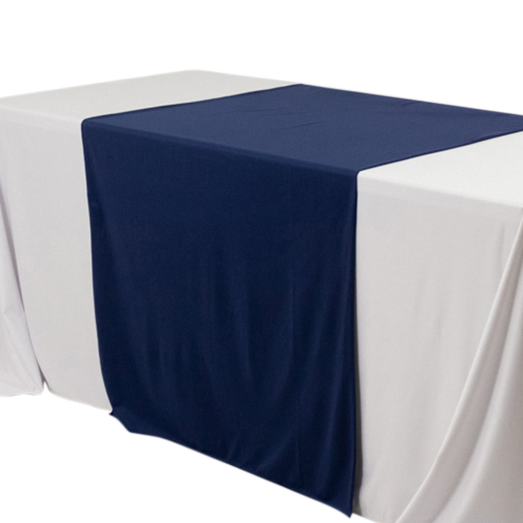 Scuba Polyester 36"x72" Wide Table Runner Navy Blue - Wrinkle - Free Trade Show Table Linen - Bell Racket Store