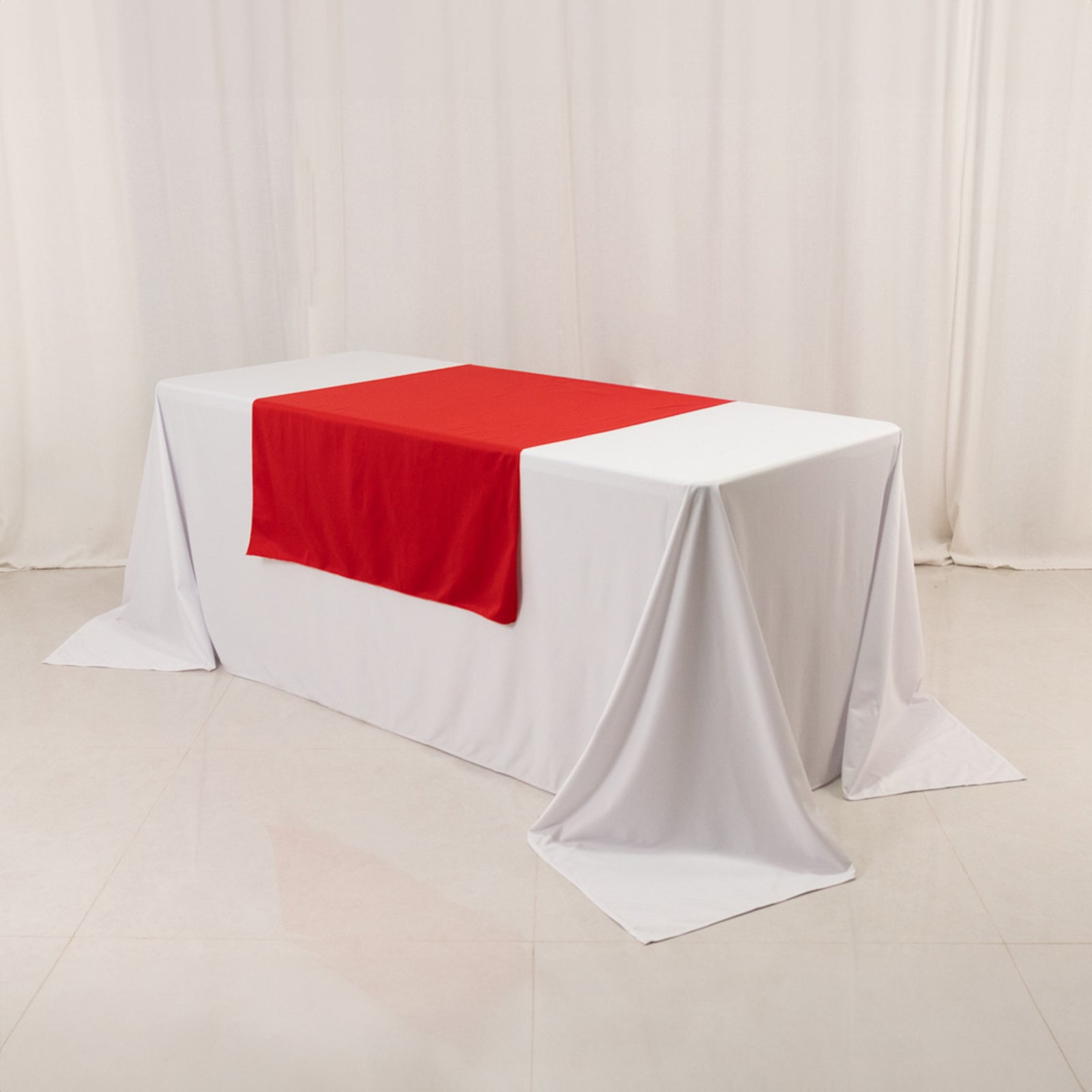 Scuba Polyester 36"x72" Wide Table Runner Red - Wrinkle - Free Trade Show Table Linen - Bell Racket Store