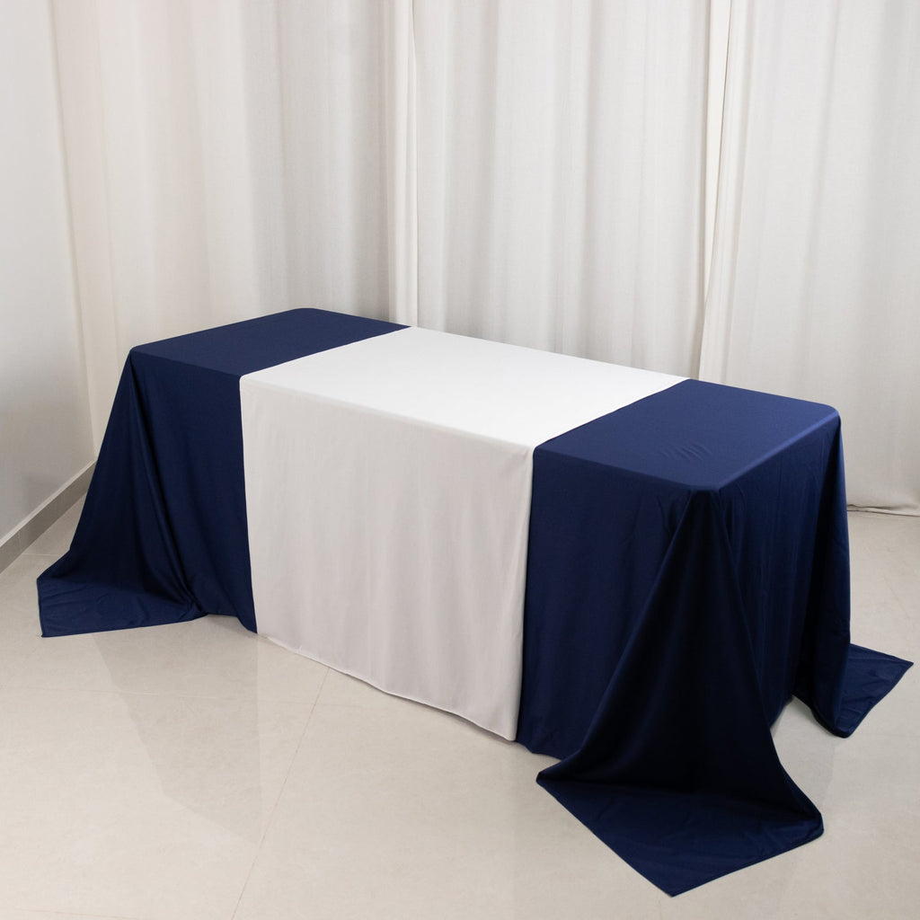 Scuba Polyester 36"x72" Wide Table Runner White - Wrinkle - Free Trade Show Table Linen for Events & Exhibits - Bell Racket Store