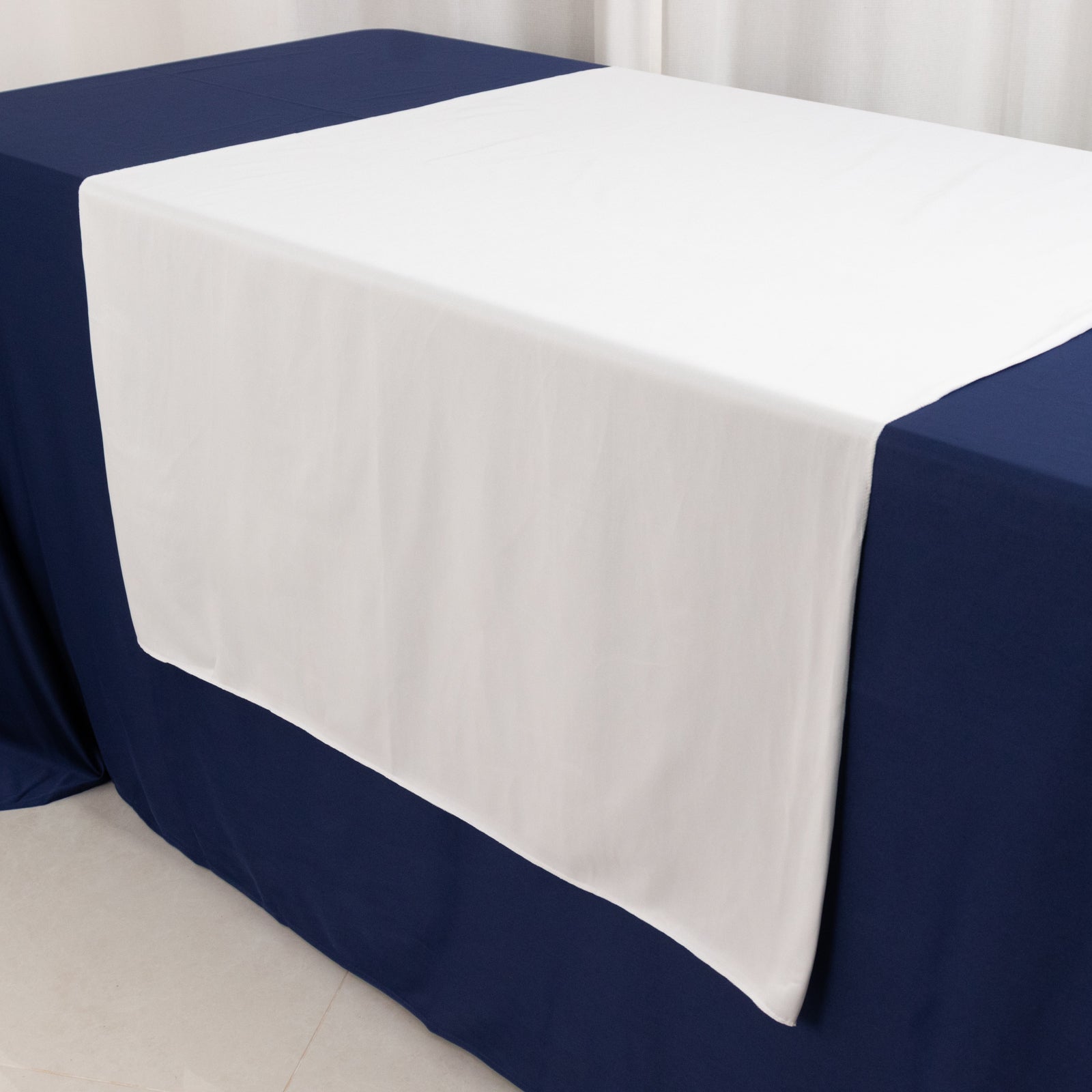 Scuba Polyester 36"x72" Wide Table Runner White - Wrinkle - Free Trade Show Table Linen for Events & Exhibits - Bell Racket Store