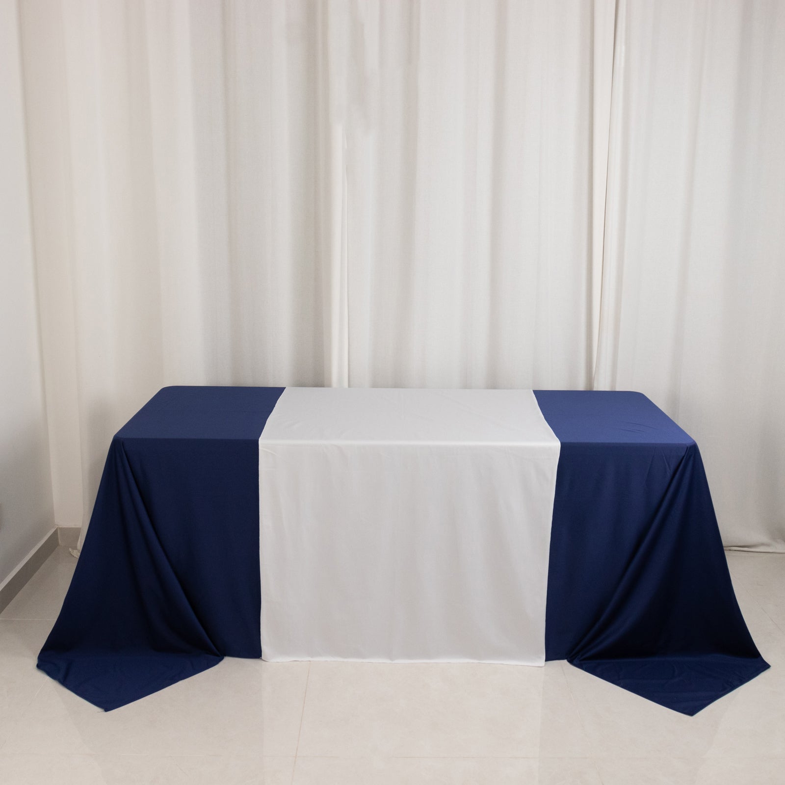 Scuba Polyester 36"x72" Wide Table Runner White - Wrinkle - Free Trade Show Table Linen for Events & Exhibits - Bell Racket Store