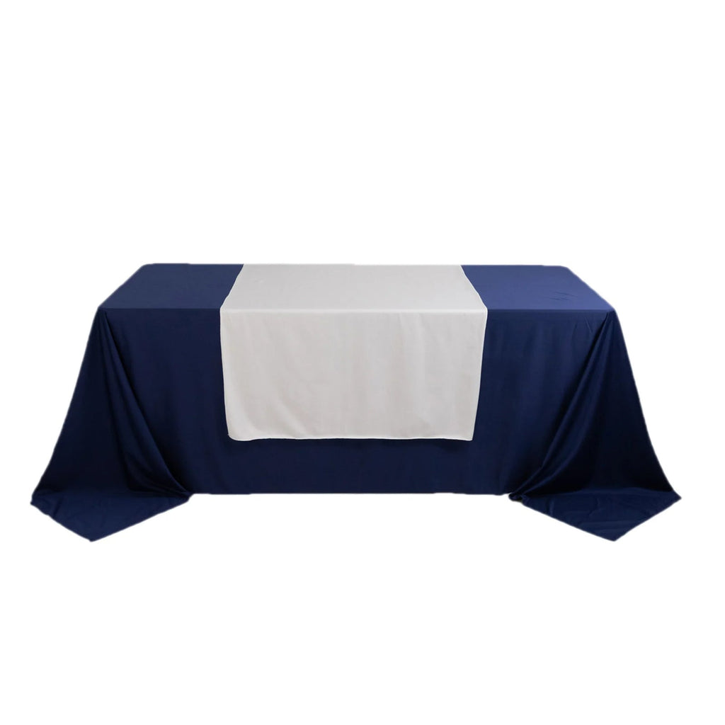 Scuba Polyester 36"x72" Wide Table Runner White - Wrinkle - Free Trade Show Table Linen for Events & Exhibits - Bell Racket Store