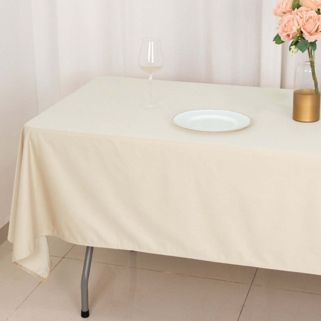 Scuba Rectangular 60"x102" Tablecloth Beige - Wrinkle Free & Stain Resistant Table Cover - Bell Racket Store