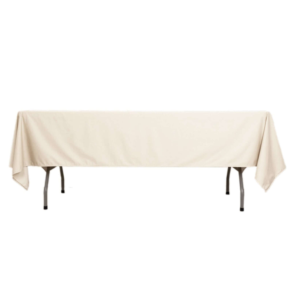 Scuba Rectangular 60"x102" Tablecloth Beige - Wrinkle Free & Stain Resistant Table Cover - Bell Racket Store