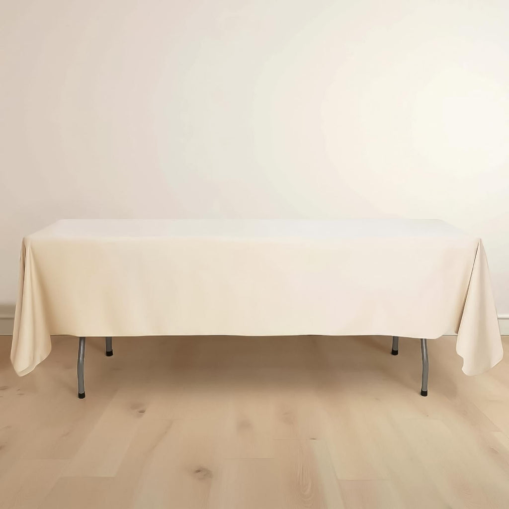 Scuba Rectangular 60"x102" Tablecloth Beige - Wrinkle Free & Stain Resistant Table Cover - Bell Racket Store