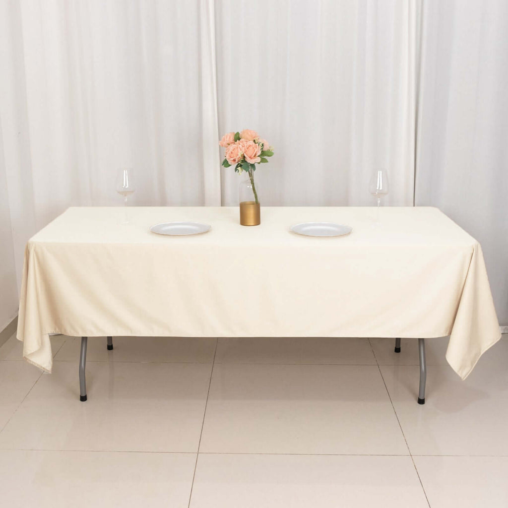 Scuba Rectangular 60"x102" Tablecloth Beige - Wrinkle Free & Stain Resistant Table Cover - Bell Racket Store
