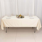 Scuba Rectangular 60"x102" Tablecloth Beige - Wrinkle Free & Stain Resistant Table Cover - Bell Racket Store