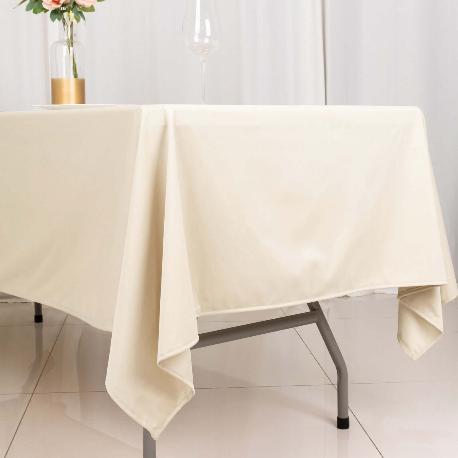 Scuba Rectangular 60"x102" Tablecloth Beige - Wrinkle Free & Stain Resistant Table Cover - Bell Racket Store