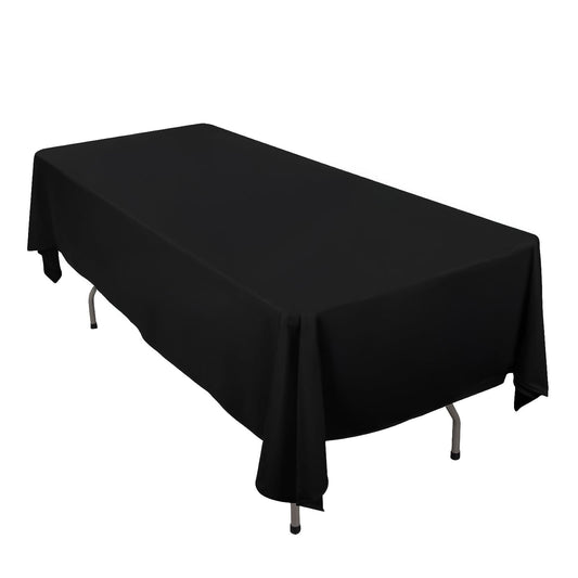 Scuba Rectangular 60"x102" Tablecloth Black - Wrinkle Free & Stain Resistant Table Cover for Weddings and Banquets - Bell Racket Store