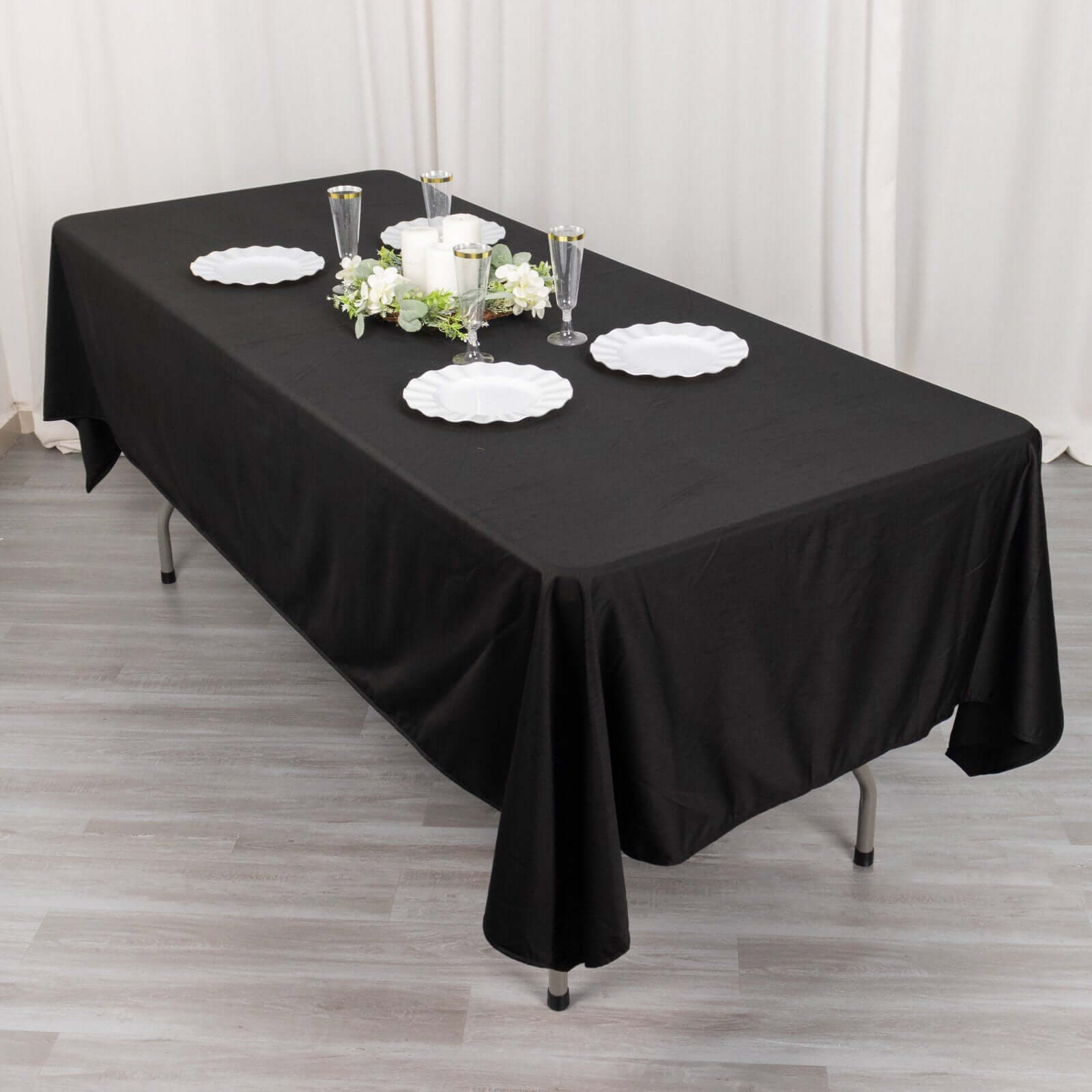 Scuba Rectangular 60"x102" Tablecloth Black - Wrinkle Free & Stain Resistant Table Cover for Weddings and Banquets - Bell Racket Store