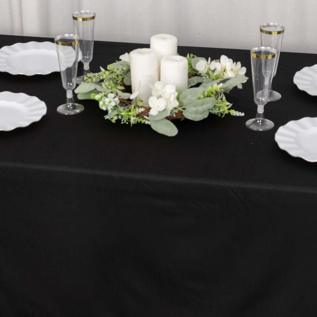 Scuba Rectangular 60"x102" Tablecloth Black - Wrinkle Free & Stain Resistant Table Cover for Weddings and Banquets - Bell Racket Store