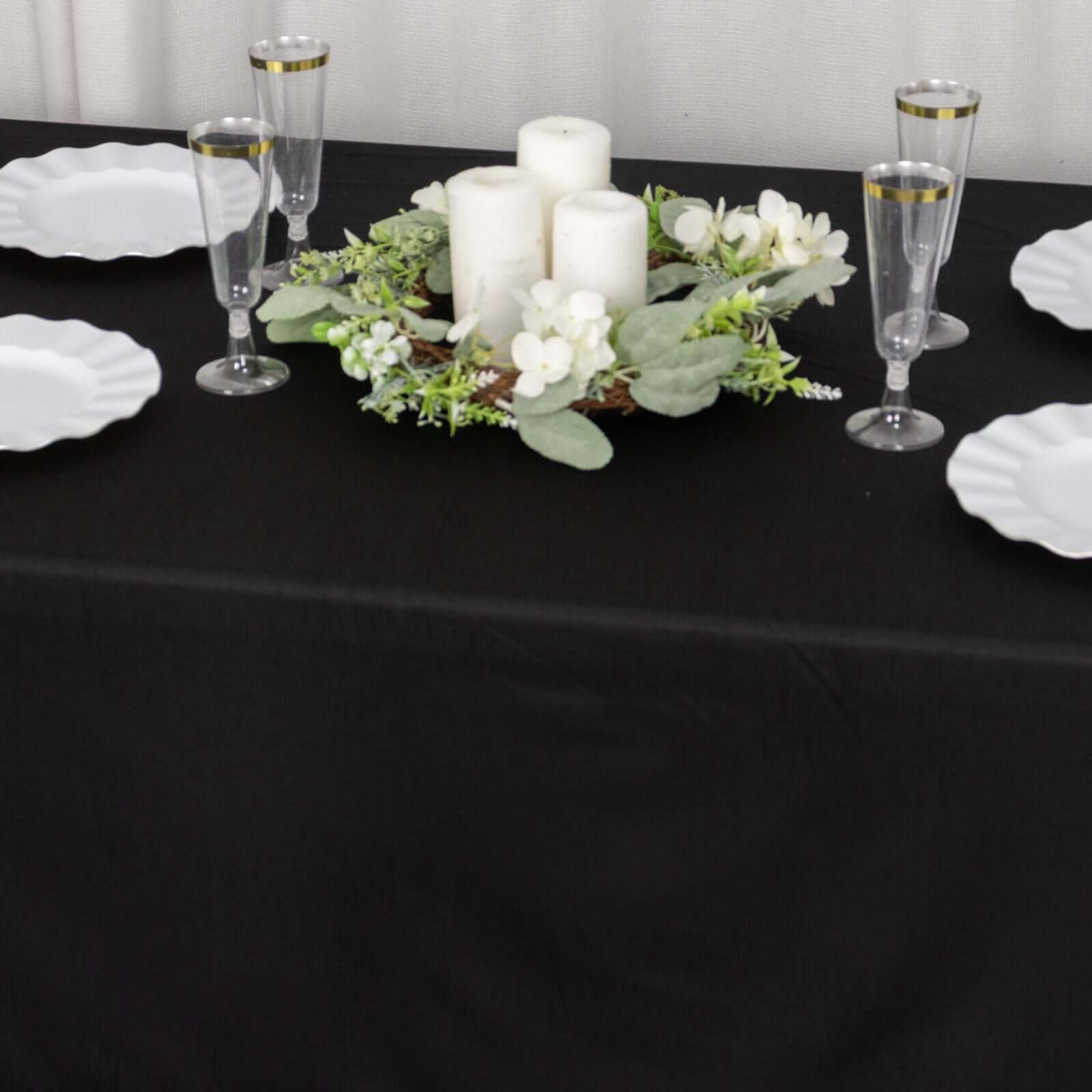 Scuba Rectangular 60"x102" Tablecloth Black - Wrinkle Free & Stain Resistant Table Cover for Weddings and Banquets - Bell Racket Store
