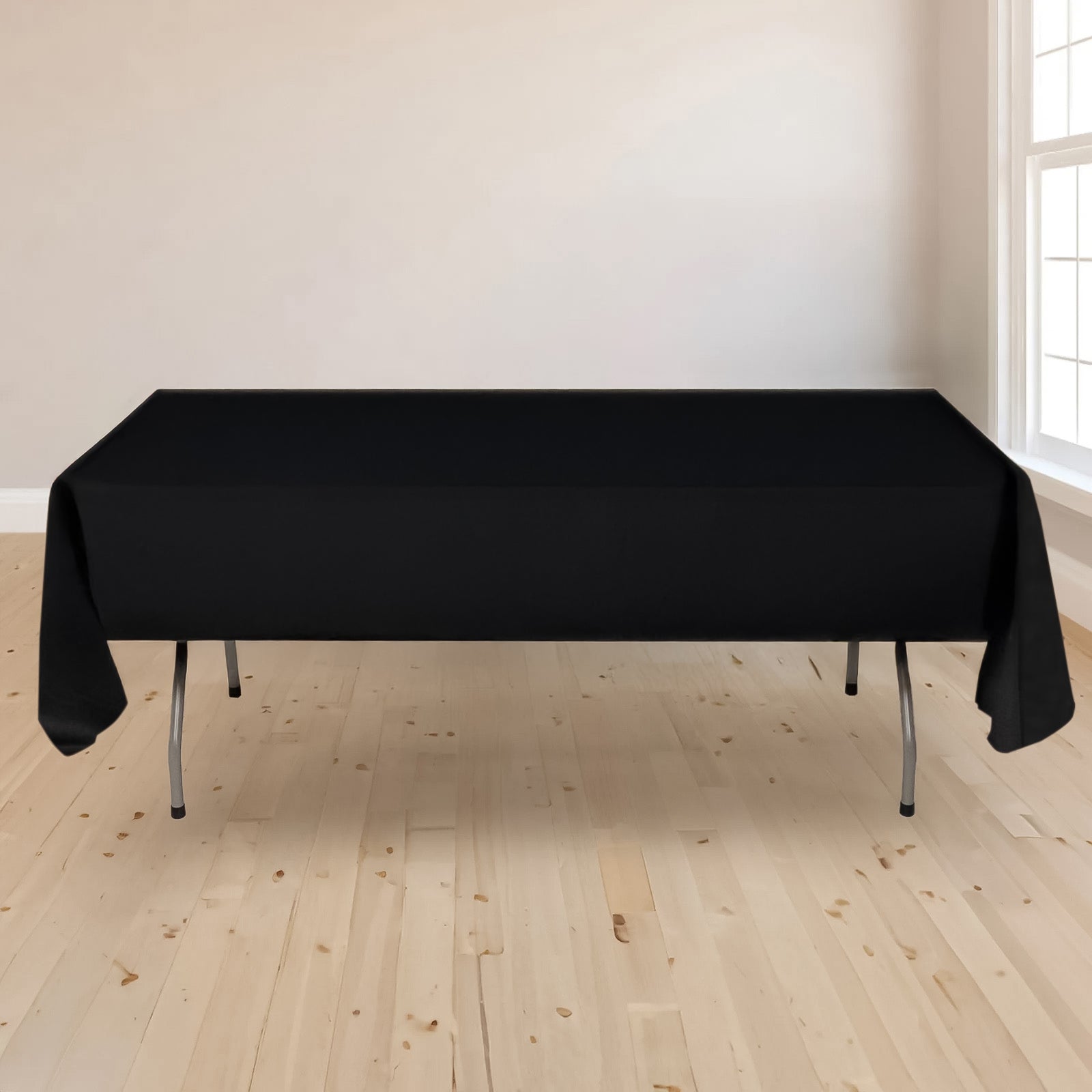 Scuba Rectangular 60"x102" Tablecloth Black - Wrinkle Free & Stain Resistant Table Cover for Weddings and Banquets - Bell Racket Store