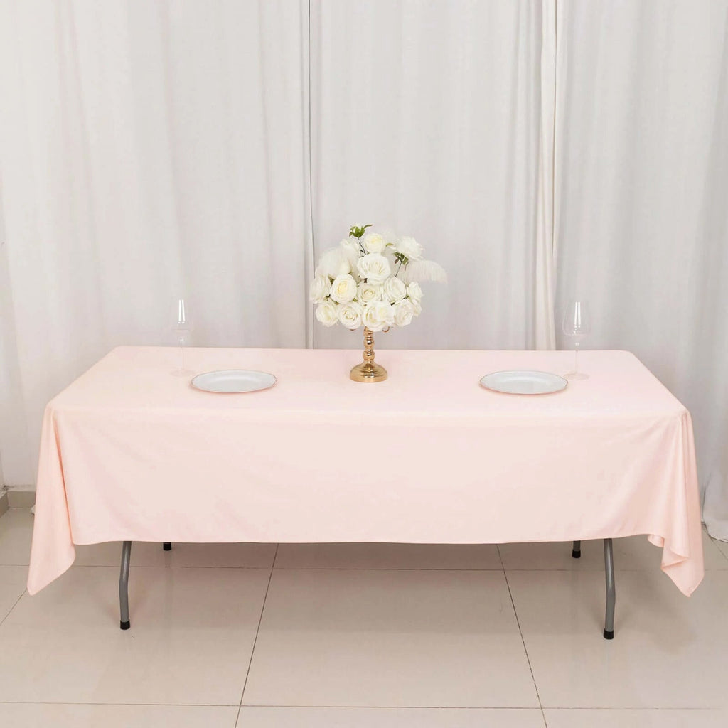 Scuba Rectangular 60"x102" Tablecloth Blush - Wrinkle Free & Stain Resistant Table Cover - Bell Racket Store
