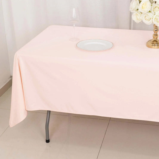 Scuba Rectangular 60"x102" Tablecloth Blush - Wrinkle Free & Stain Resistant Table Cover - Bell Racket Store