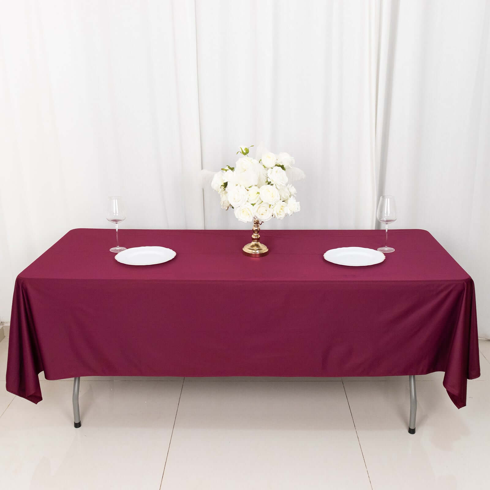Scuba Rectangular 60"x102" Tablecloth Burgundy - Wrinkle Free & Stain Resistant Table Cover - Bell Racket Store