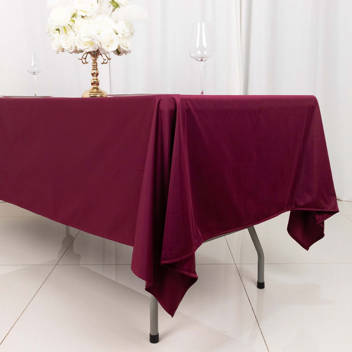 Scuba Rectangular 60"x102" Tablecloth Burgundy - Wrinkle Free & Stain Resistant Table Cover - Bell Racket Store